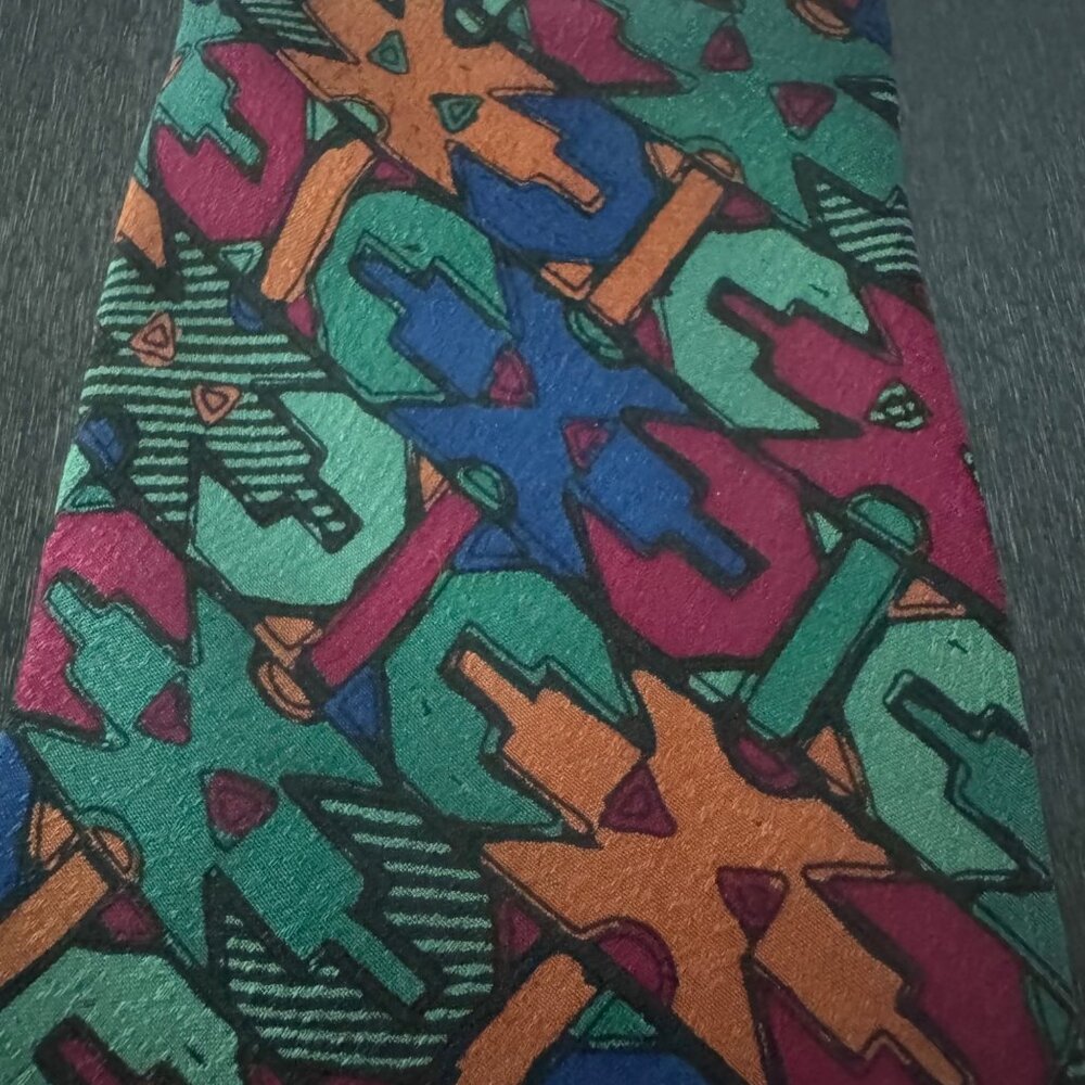 Missoni Cravatte Abstract Pattern 100% Silk Tie Multicolor Made In Italy - Picture 2 of 6
